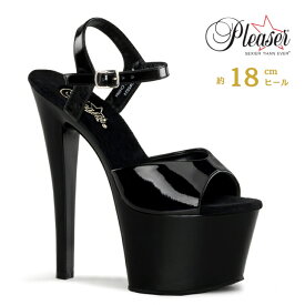 Pleaser プリーザー サンダル 厚底 18cm ヒール 黒 ブラック クリア 女性 男性 用 ハイヒール 大きいサイズ 小さいサイズ ピンヒール アンクルストラップ ポールダンス コスプレ レディース メンズ 18センチ ヒール SKY-309 SKY309/B/M 即納 取寄 公式