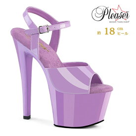 Pleaser プリーザー ヒール サンダル 厚底 18cm ヒール クリーム ベージュ エナメル 女性 男性 用 ハイヒール 大きいサイズ あり ピンヒール ストラップサンダル エナメル 衣装 ミスコン コンテスト レディース メンズ 18センチ ヒール 靴 SKY309/LV/M 取寄 公式