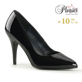Pleaser プリーザー ハイヒール パンプス 黒 ブラック エナメル 10cm ヒール レディース メンズ ポインテッドトゥ フォーマル ドレス 衣装 女性 男性 用 ハイヒール 大きいサイズ 小さいサイズ パンプス 10センチ ヒール VANITY-420 VAN420/B 即納 取寄 公式
