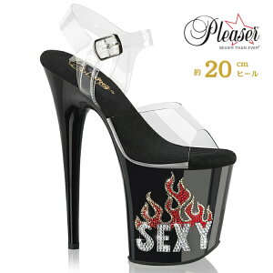 Pleaser FLAMINGO-808SEXY �v���[�U�[ �q�[�� 20cm ���� �T���_�� �|�[���_���X �p �q�[�� �N���A �A���N���X�g���b�v �傫���T�C�Y �Ή� �� �u���b�N �N���A ���C���X�g�[�� ���f�B�[�X �����Y ���� 