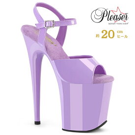 Pleaser プリーザー ヒール 20cm 厚底 サンダル ポールダンス 用 ヒール フラミンゴ 大きいサイズ 対応 パープル 紫 エナメル レディース メンズ 女性 男性 20センチ ヒール ハイヒール ピンヒール FLAMINGO-809 FLAM809/LV/M 取寄
