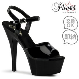 Pleaser プリーザー キャバ ヒール サンダル 厚底 レディース メンズ 15cm ヒール 黒 ブラック エナメル アンクルストラップ 女性 男性 用 ハイヒール ピンヒール 女装 ポールダンス 大きいサイズ 22cm 23cm 24cm 25cm 26cm 27cm 28cm 29cm 30cm KISS-209 KISS209/B/M 即納