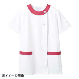 女性用調理衣半袖 1-094 白/ピンク S