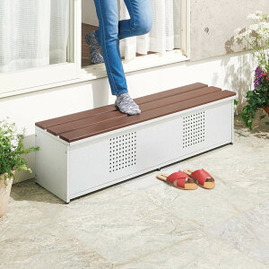 薄型ベランダ収納踏み台ストッカー 幅120高さ32cm ステップツール 生活雑貨 便利グッズ 532919 \レビューキャンペーン開催中/