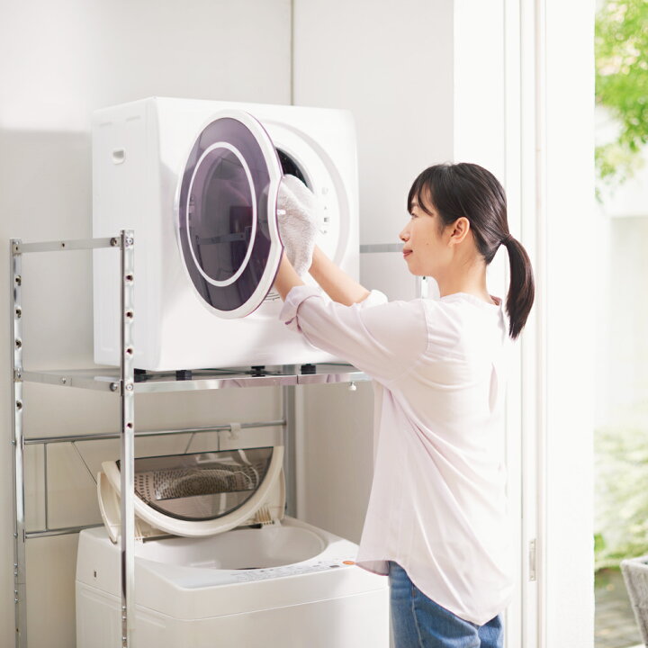 楽天市場】乾燥機も置ける天板頑丈ランドリーラック 幅61-80奥行57高さ 