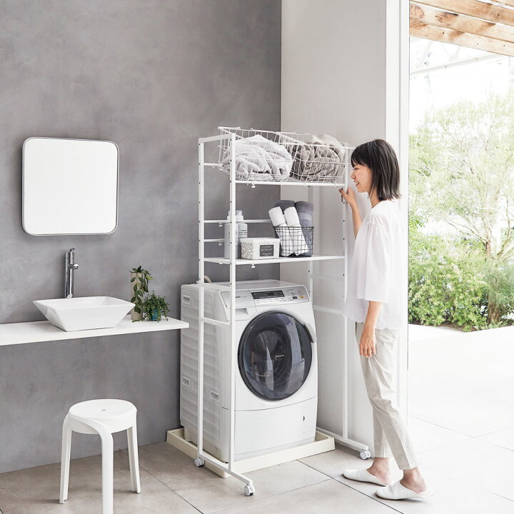 楽天市場】洗濯機ラック ランドリーラック 洗濯用品 アイロン 移動が 