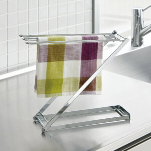 \LINE友だち登録で500円オフクーポン/ コンパクトに畳めて便利なステンレス製フキンスタンド キッチンタオル掛け ふきん掛け 水切りかご ラック シンク周り用品 KR0318