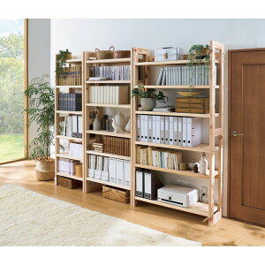 \LINE友だち登録で500円オフクーポン/ 国産檜頑丈本棚 オープン 幅100高さ190cm ウッドラック 木製シェルフ 本棚 ラック シェルフ 543724