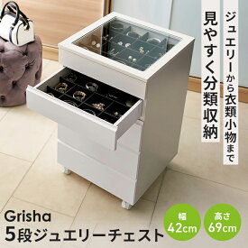Grisha/グリシャ ジュエリーチェスト アクセサリー収納 ケース 引き出し リビング 宝石箱 棚 コンパクト ボックス 小物 アクセサリー収納ケース ジュエリーボックス 小物収納 フリーボックス H05020 ＼LINE友だち登録でクーポン／