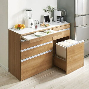 \LINE友だち登録で500円オフクーポン/ 組立不要 スライドテーブル付きキッチン収納 引き出し 幅76cm キッチンカウンター キッチン収納 587113
