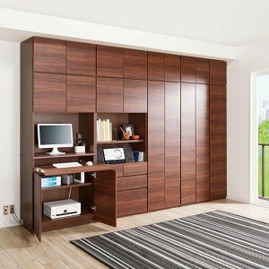 \LINE友だち登録で500円オフクーポン/ 奥行44cm 生活感を隠すリビング壁面収納シリーズ 収納庫 PCデスク 幅80cm パソコン PC ワーク 袖机 机 530616