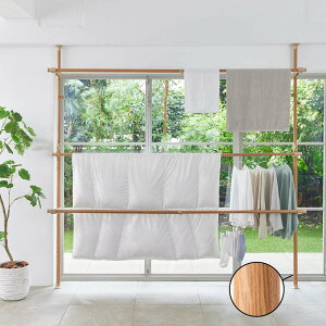 【最大5000円OFFクーポン 10/20迄】 取り付け簡単 窓枠突っ張り物干し 伸縮竿 3本付き 布団干し 洗濯用品 物干し 581614