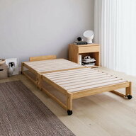 【クーポン8月11日迄】 ≪ヘッドなし≫ 折りたたみ式ひのきすのこベッド シングル 幅94.5cm 木製ベッド …