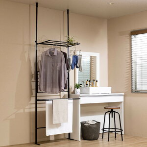 \LINE友だち登録で500円オフクーポン/ ≪物干し+棚板2枚セット≫ たためるつっぱりラダー物干し 洗濯機ラック ランドリーラック 洗濯用品 物干し 581203