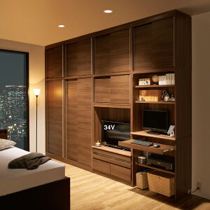 \LINE友だち登録で500円オフクーポン/ 狭い場所でも収納たっぷり引き戸壁面収納シリーズ PCデスク 幅75.5cm パソコン PC ワーク 袖机 机 544610