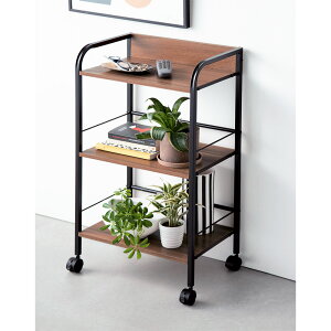 \最大8000円オフクーポン 10月27日9時59分迄/ キャスター付きリビングラック 3段 スチール メタルラック 本棚 ラック シェルフ 959708