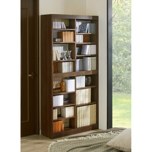 \LINE友だち登録で500円オフクーポン/ 【大容量】段違い棚で効率良く収納!1cmピッチ可動オープン書棚 幅90奥行29.5高さ180cm CD DVDラック 本棚 ラック シェルフ 530237