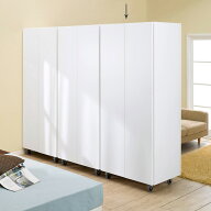 【最大8000円OFFクーポン 4月10日迄】 移動式間仕切りクローゼット 板扉タイプ・可動棚板4枚 ワードロー…