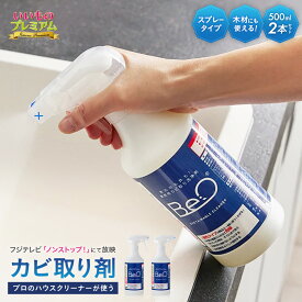 ＼LINE友だち登録で200円オフクーポン／ プロのハウスクリーナーが使う業務用住宅洗浄剤 BeO ビーオ お得な2本セット カビ取りスプレー 強力 カビ取り剤 洗浄剤 カビ 除菌 掃除洗剤 掃除用品 洗剤 浴室 お風呂 外壁 ベランダ 黒ずみ 木材 タイル 苔 藻 石鹸 AR2516