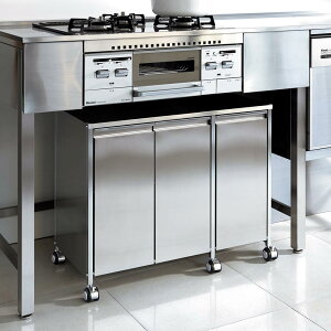 ステンレス製ダストボックスワゴン 3分別タイプ キッチン 分別 ダストボックス H82213