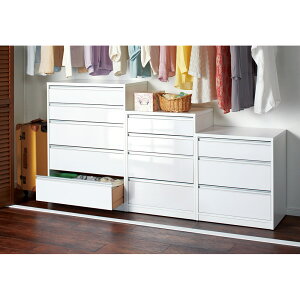 奥行が選べる隠しキャスター付きチェスト クローゼットタイプ 奥行44幅59.5高さ82.5cm・4段 押入れ クローゼット収納 衣類収納 532223