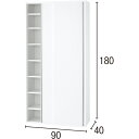 光沢仕様 引き戸壁面収納本棚 幅90奥行40高さ180cm CD DVDラック 本棚 ラック シェルフ 628024 ＼LINE友だち登録でクーポン／