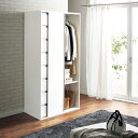 【クーポン最大5千円OFF 1/13迄】 衣類をまとめて収納できる光沢仕上げタワーチェストクローゼットハンガー 幅105cm ワードローブ クローゼット 衣類収納 632630