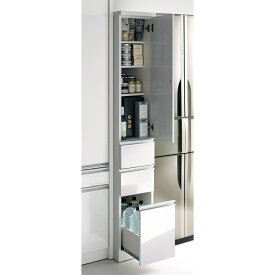 【クーポン10％OFF 6/25限定】 キッチンストッカー 隙間収納 キッチン収納 ［幅25奥行55高さ178cm］キッチンすき間収納 引き出し3段 【Anyaシリーズ】 527142