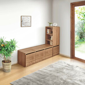 天然木調 段違い棚のブックシェルフ 高さ110cm コミックラック 本棚 ラック シェルフ 588910