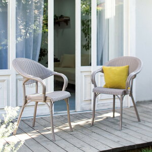 ヨーロピアンモザイクファニチャーシリーズ トルコ製ウィッカー調チェア 2脚組 ガーデンチェア ベンチ ガーデンファニチャー G87416