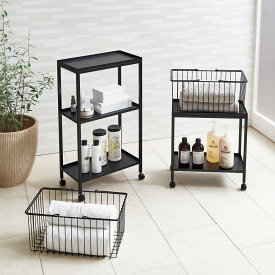 Nifa/ニファ お風呂サイドワゴン 3段 カゴ1個付き 洗濯機ラック ランドリーラック 洗濯用品 物干し H96333 ＼LINE友だち登録でクーポン／