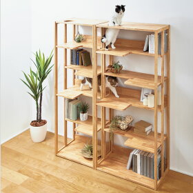 木製 本棚 猫家具 兼用