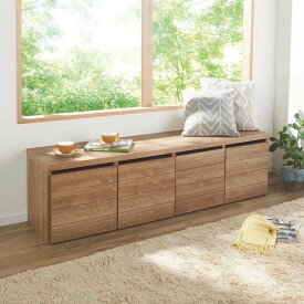 【クーポン配布 楽天スーパーSALE中】 収納ワゴン付きリビングベンチ 4連 幅159cm奥行40cm高さ44cm 収納ボックス 小物収納 フリーボックス 588117