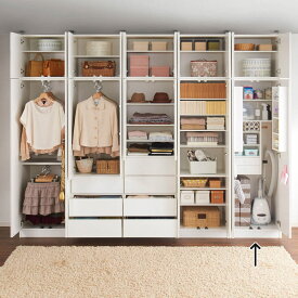 【薄型で省スペース！】梁避け対応システムユニット 奥行44cmタイプ 棚＆引き出し付きストッカー ワードローブ クローゼット 衣類収納 632618 ＼LINE友だち登録でクーポン／