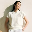 【クーポン10％OFF】 ロゴ刺しゅう入り 鹿の子編み ポロ襟 プルオーバー サマーニット ニット セーター 187301 ＼LINE…