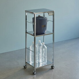 作業スペースが拡張できるステンレスキッチンワゴン コンセント付き幅36.5cm キッチン 収納カート キッチン収納 H82217