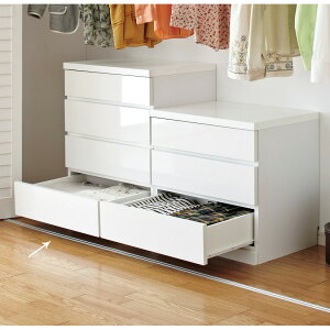 【日本製】前面光沢&引き出し内部化粧チェスト 幅60cm・4段 押入れ クローゼット収納 衣類収納 532014