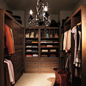 Antisala/アンティサラ クローゼットユニット収納・ウォルナット 幅80cm オープン棚＆チェスト タンス 衣類収納 H95413