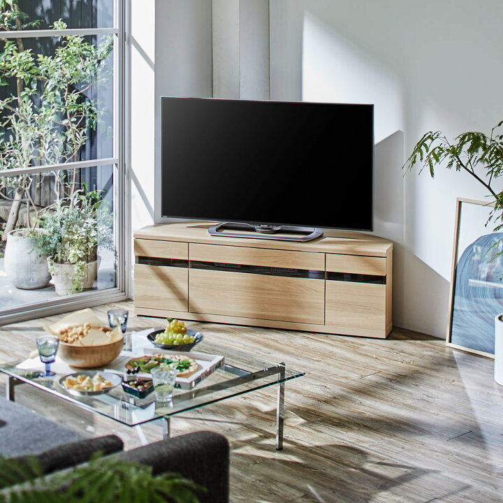 楽天市場】【送料無料】キャスター付きコーナーテレビ台 幅130高さ44cm 