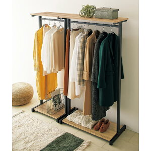 HS Brooklyn/エイチエスブルックリン 上下棚付頑丈ハンガー シングル 幅60 ハンガーラック パイプハンガー 衣類収納 H84132