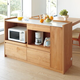 【クーポン最大5千円OFF 1/24 20時から4h限定】 アルダー天然木人工大理石トップ 間仕切り家電収納キッチンカウンター 幅144cm キッチンカウンター キッチン収納 586417 ＼LINE友だち登録でクーポン／