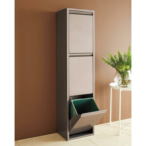 DOTTUS/ドッタス ダストボックス3段(3分別ゴミ箱)幅34cm奥行25cm高さ136cm(ホワイト・グレー) キッチン 分別 ダストボックス H82124