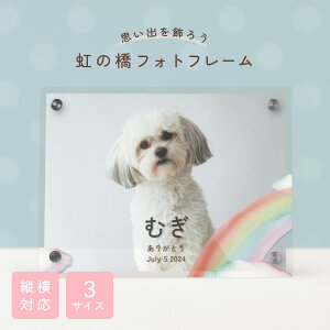 【新商品】【名入れ無料】 ペット 虹の橋 フォトフレーム 名入れ 名入れギフト 写真立て アクリル 写真入れ 名前入り フォト スタンド 卓上 透明 クリア 縁なし スクエア 縦長 写真入り 犬