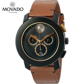 MOVADO モバード ボールドクロノグラフ ブラックダイヤル コニャックレザー メンズウォッチBold Chronograph Black Dial Cognac Leather Men's Watch