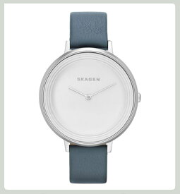 SKAGEN スカーゲン ディッテ ホワイト ダイヤル ブルー レザー レディース ウォッチ DITTE WHITE DIAL BLUE LEATHER LADIES WATCH