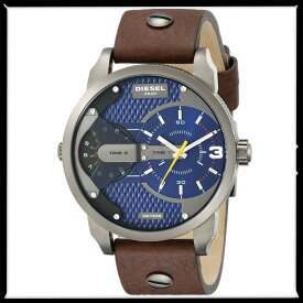 Diesel ディーゼル ミニダディ デュアルタイムブラウンレザーウォッチ DZ7339 'Mini Daddy' Dual Time Brown Leather Watch