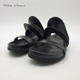 RICK OWENS リックオウエンス ブランクーシグラノーラアンクルレザースライドサンダル ブラック RICK OWENS Brancusi Granola Ankle Leather Slides Sandals-Black