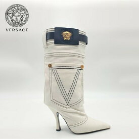 Versace ヴェルサーチェ デニム ブーツ ホワイト Denim Boots White DSR7480