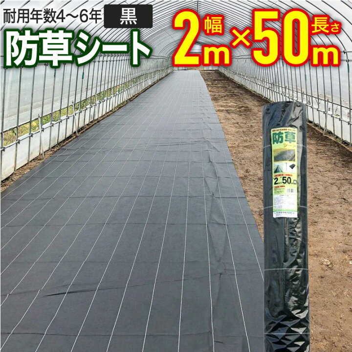 楽天市場】防草シート 黒 幅2mx長さ50m強力織物シートの遮光性で雑草の  