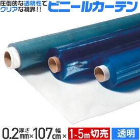 【切売り】ビニールシート 透明 厚さ0.2mm 幅107cm 長さ1m～5m 日本製 ロール納品 タフニール 工作 DIY テーブルクロス 保護 カバー 養生 高い透明性 ビニールカーテン イノベックス ウェーブロック 【代引き可能】